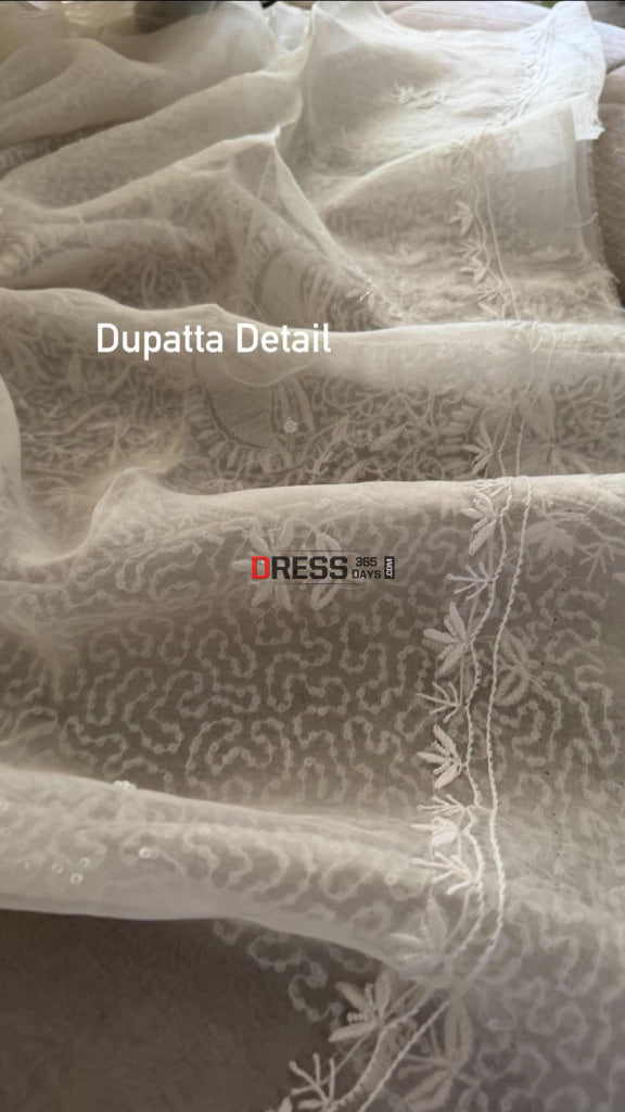 Exclusive White Full Jaal Organza Pearl Sequin Chikankari Suit - Chikankari Suits