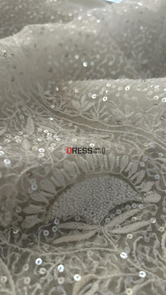 Exclusive White Full Jaal Organza Pearl Sequin Chikankari Suit - Chikankari Suits