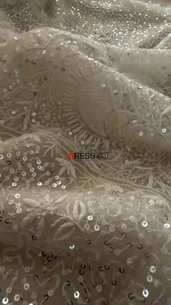 Exclusive White Full Jaal Organza Pearl Sequin Chikankari Suit - Chikankari Suits