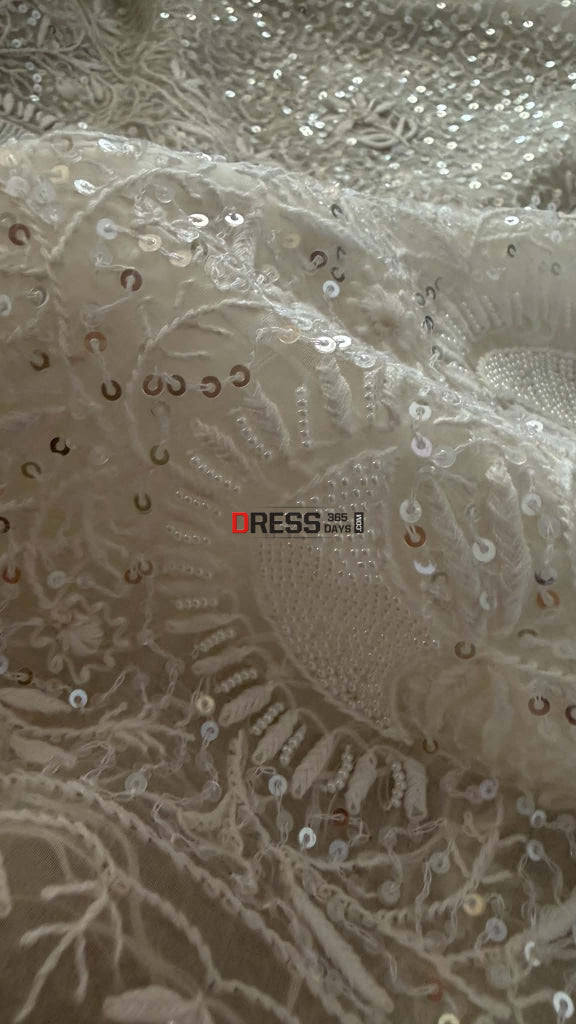 Exclusive White Full Jaal Organza Pearl Sequin Chikankari Suit - Chikankari Suits