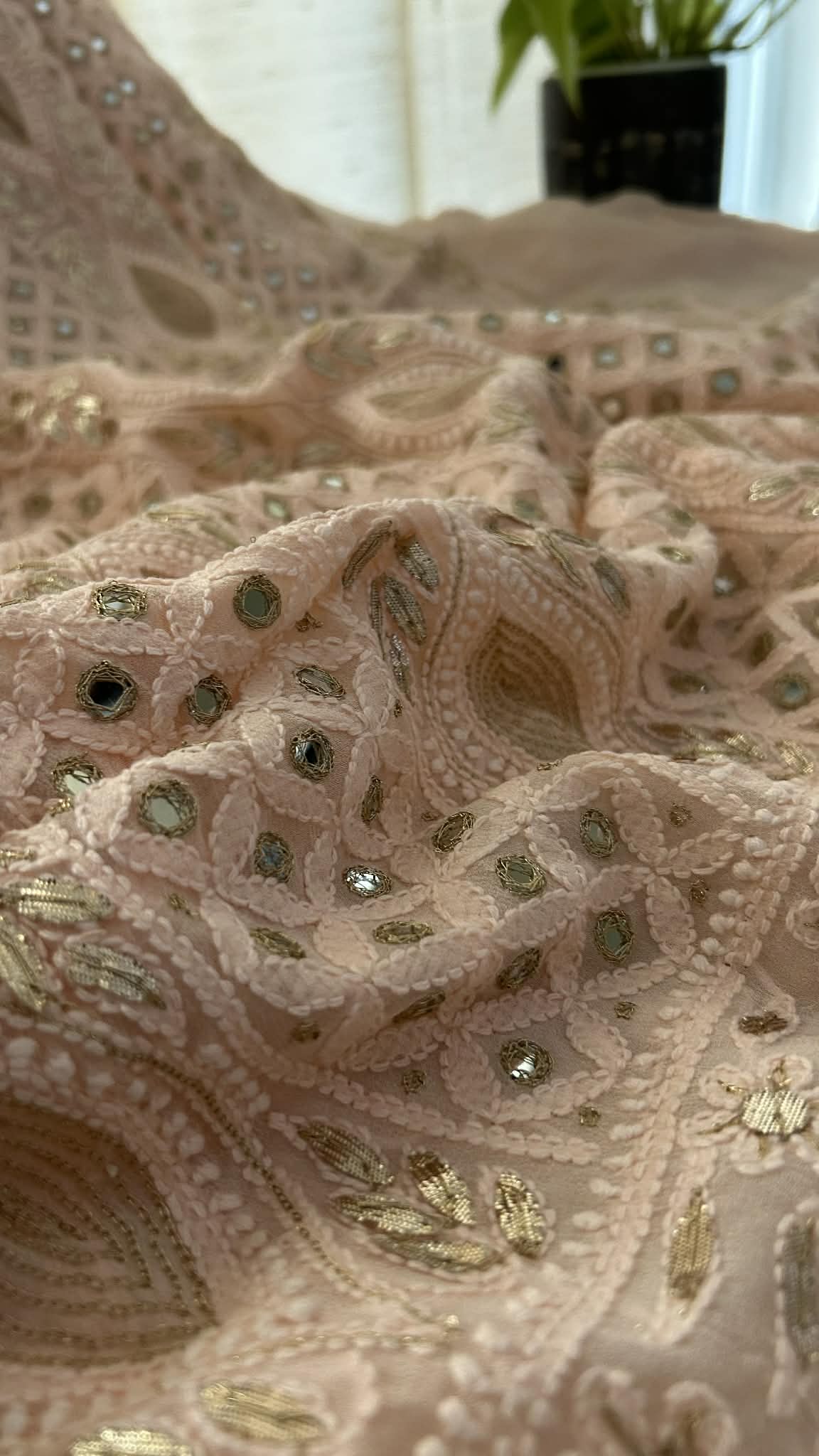 Pastel Pink Mirror & Gota Patti Chikankari Suit