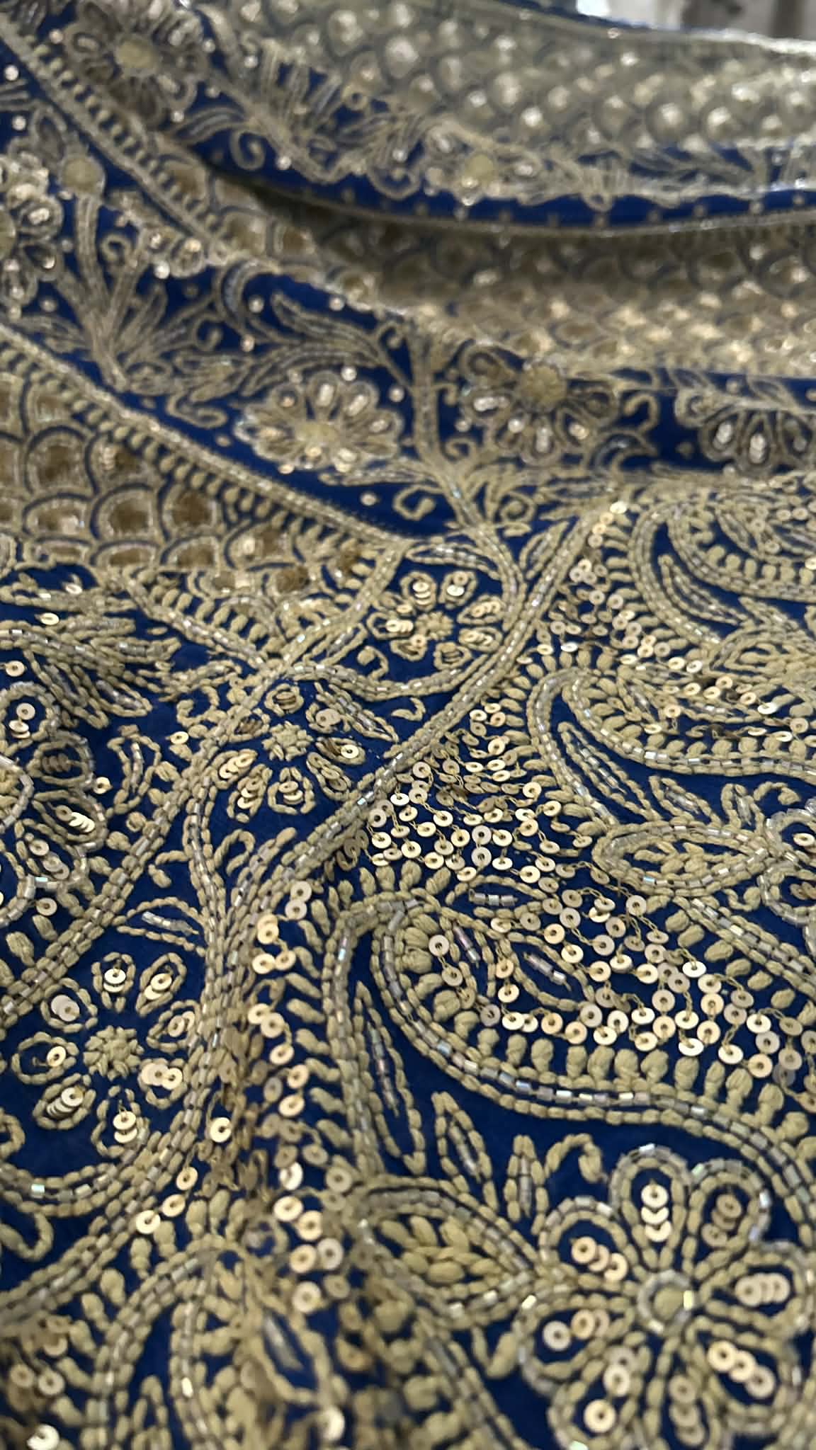 Masterpiece Royal Blue  Cut Dana & Sequins Work Chikankari Anarkali Suit