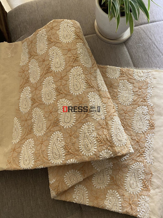 Yellow Full Chikan Fabric
