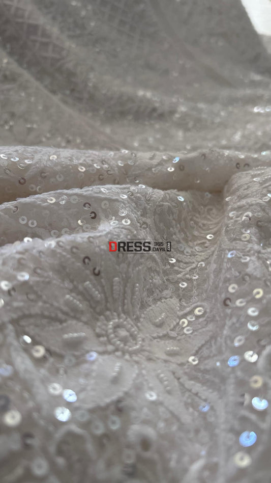 Fine Chikankari Cut Dana Sequins & Pearl Chikankari Suit (Kurta Dupatta) Chikankari Suits
