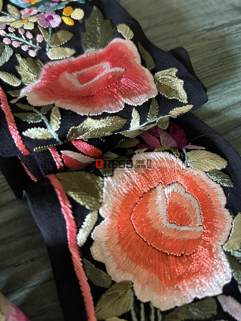 Fine Parsi Gara Hand Embroidered Border