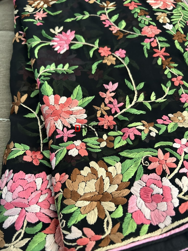 Floral Multicolour Parsi Gara Dupatta