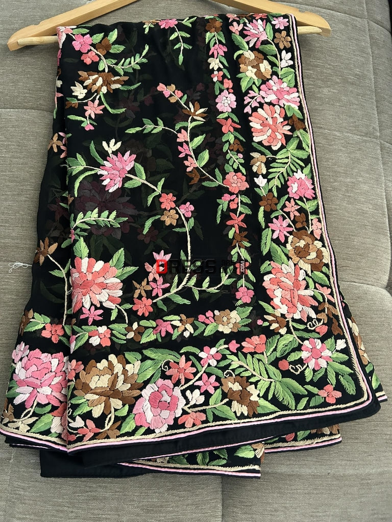 Floral Multicolour Parsi Gara Dupatta