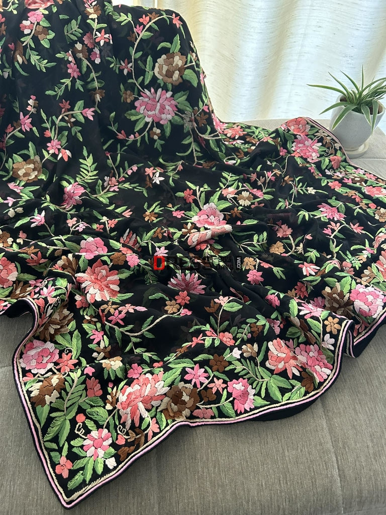 Floral Multicolour Parsi Gara Dupatta