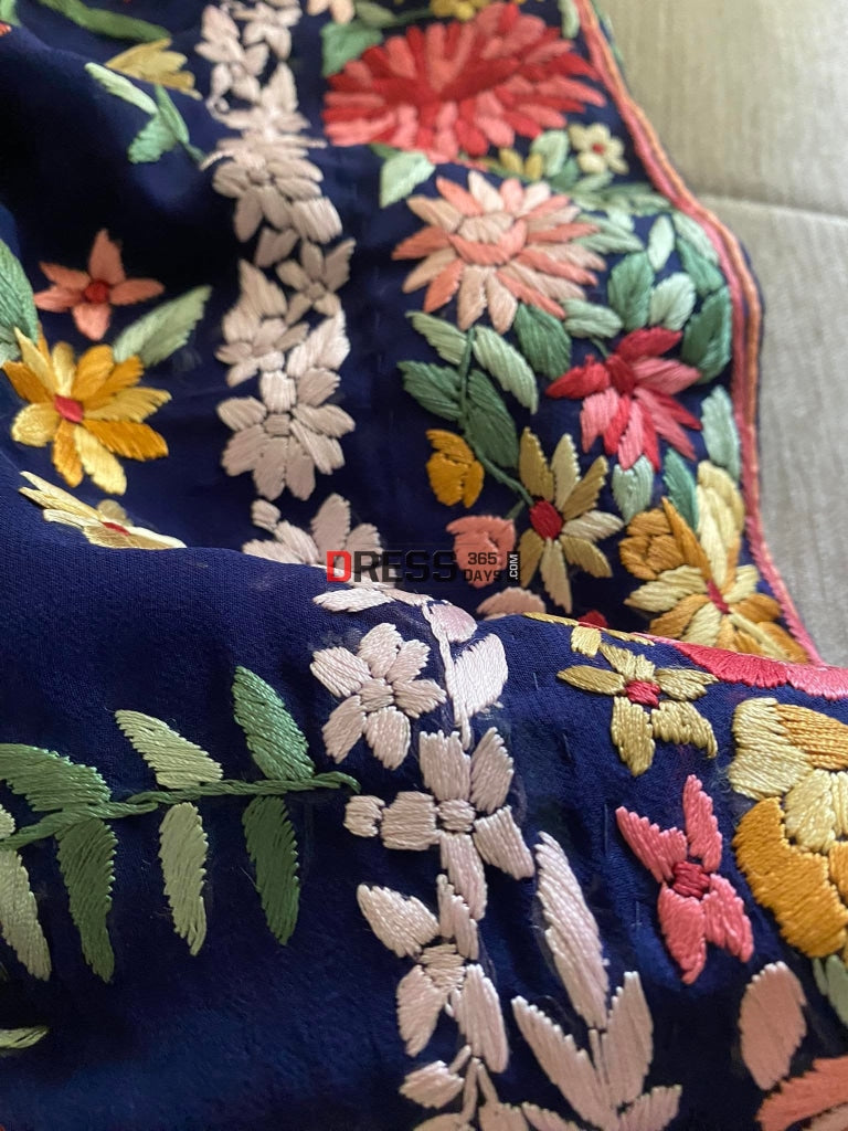 Floral Parsi Gara Hand Embroidered Saree