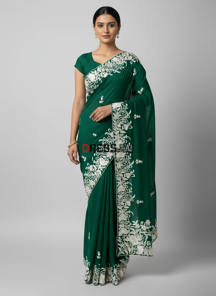 Green parsi gara saree