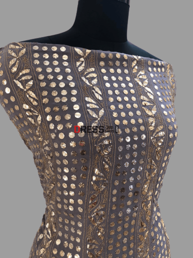 Grey Pure Georgette Kamdani Suit Suits