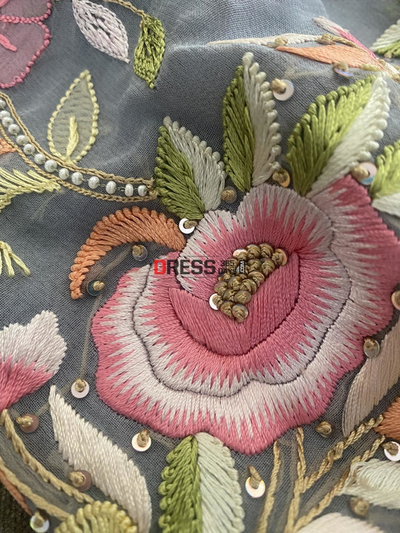 Georgette Chikankari Dress Material Resham Aari pearl Work