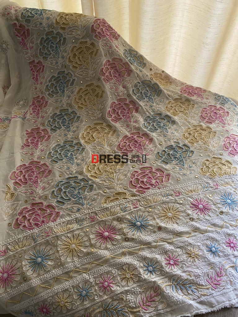 Hand Embroidered Pearls Chikankari Suit Suits