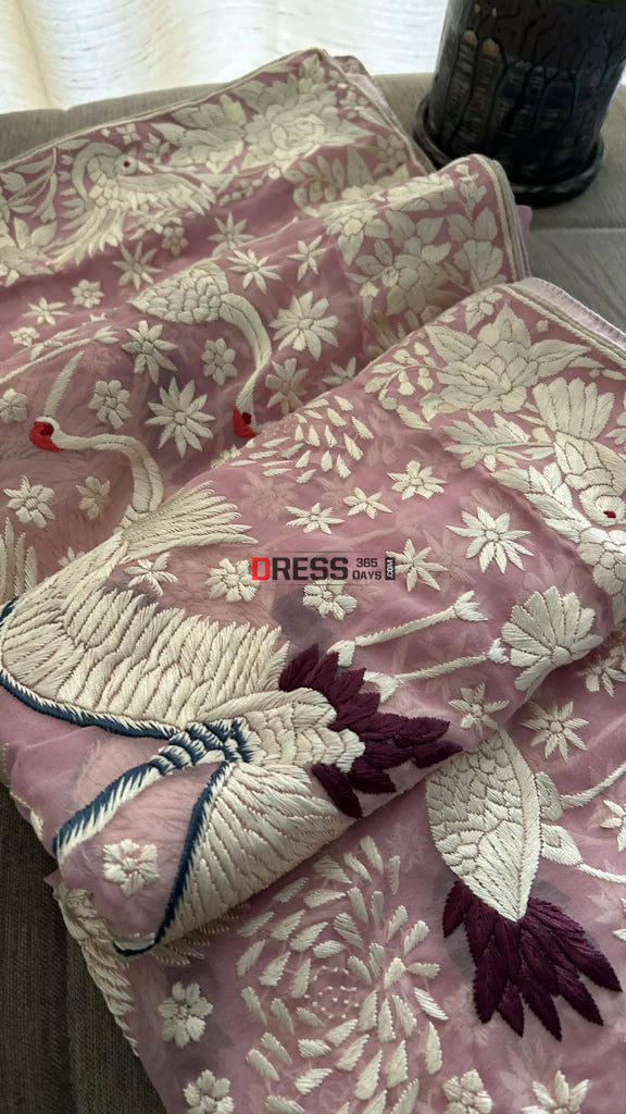 Handcrafted Baby Pink Parsi Gara Dupatta Parsi Gara Dupatta