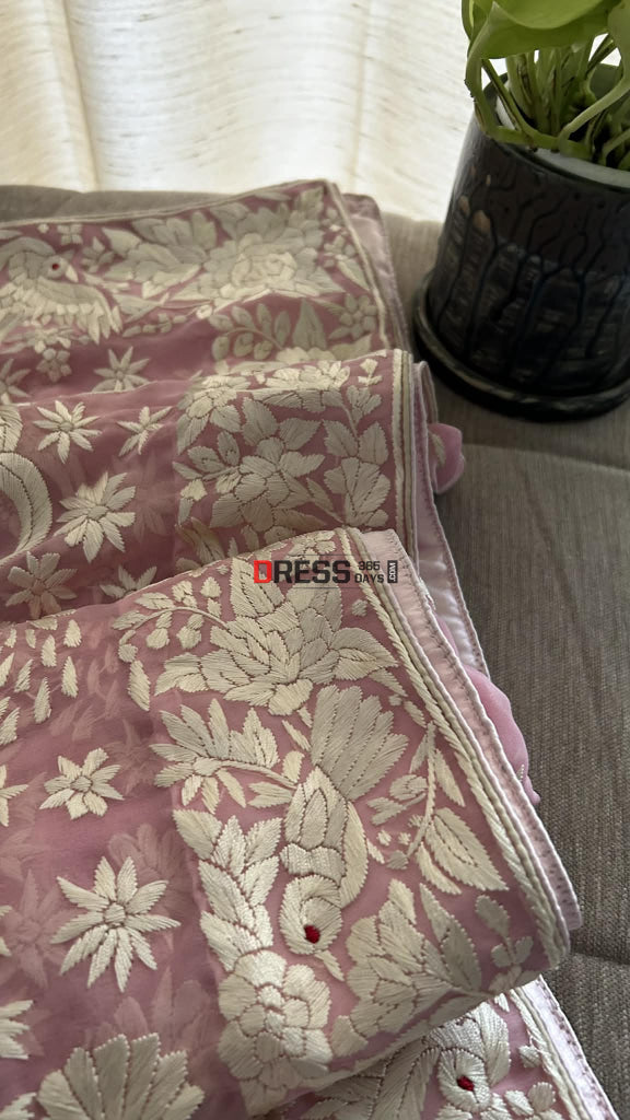 Handcrafted Baby Pink Parsi Gara Dupatta Parsi Gara Dupatta