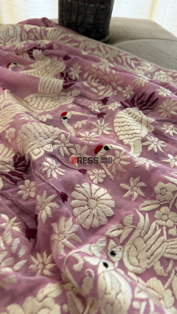 Handcrafted Baby Pink Parsi Gara Dupatta - Parsi Gara Dupatta