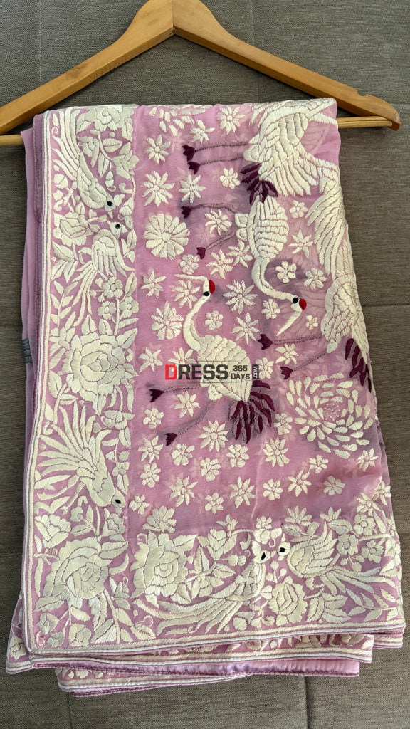 Handcrafted Baby Pink Parsi Gara Dupatta - Parsi Gara Dupatta