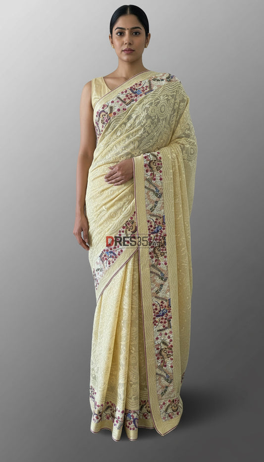 Heritage Saree with Parsi Gara and Luxe French Knots Parsi Gara Saree