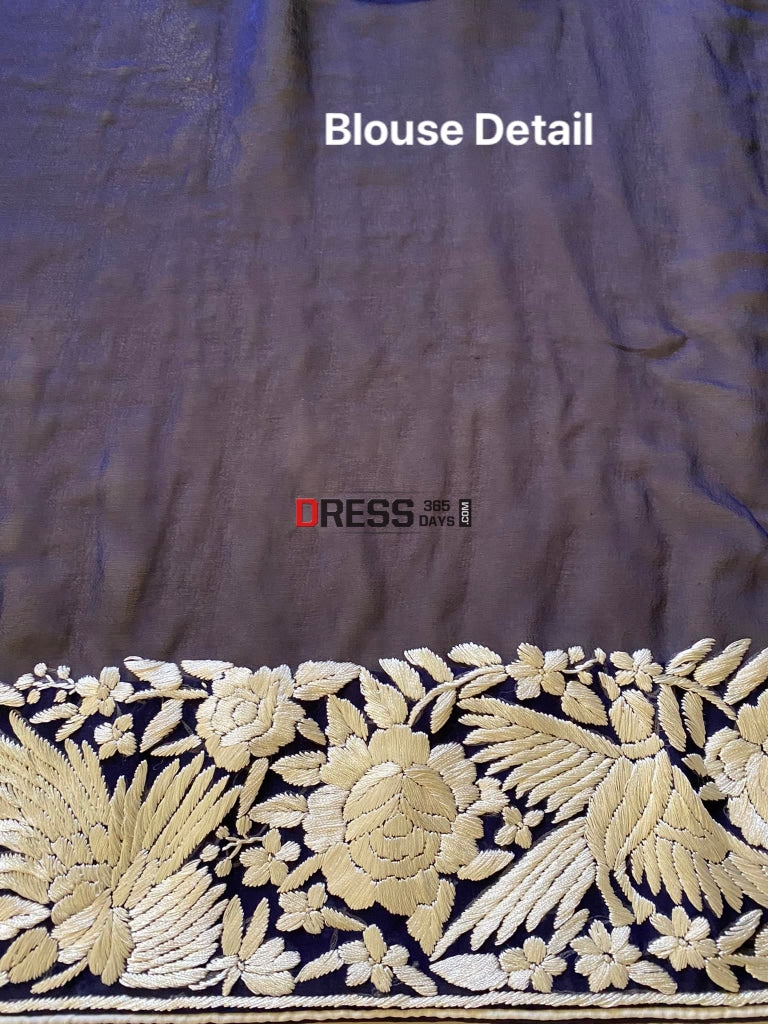 Ivory & Black Parsi Gara Saree
