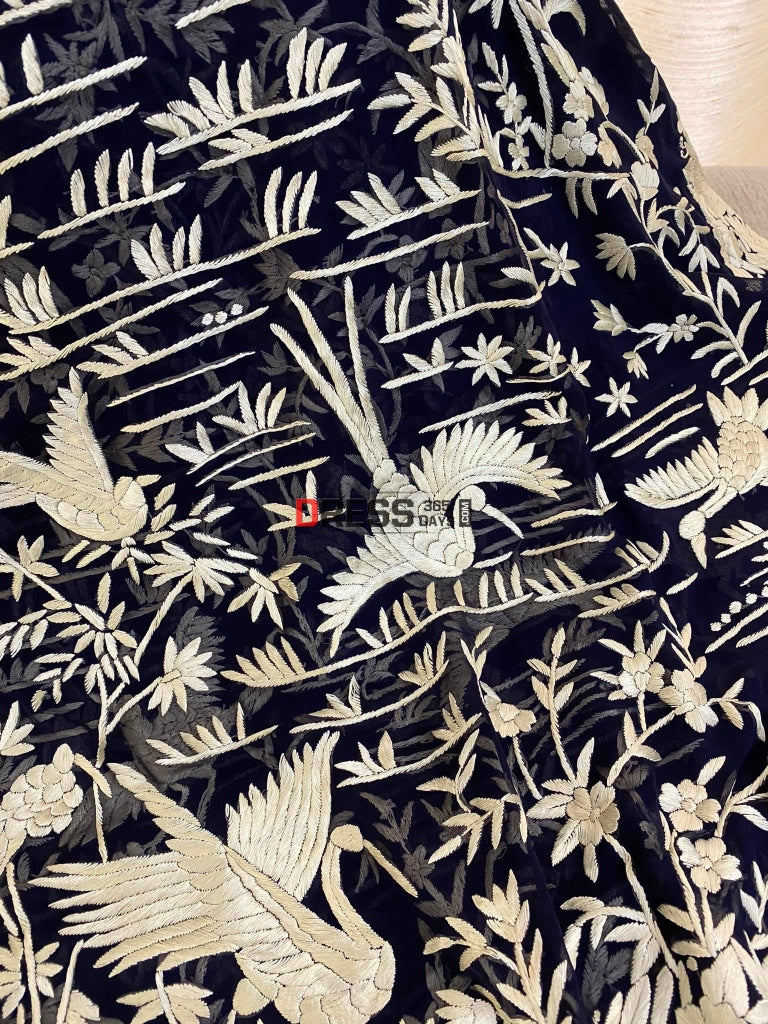 Ivory & Black Parsi Gara Saree