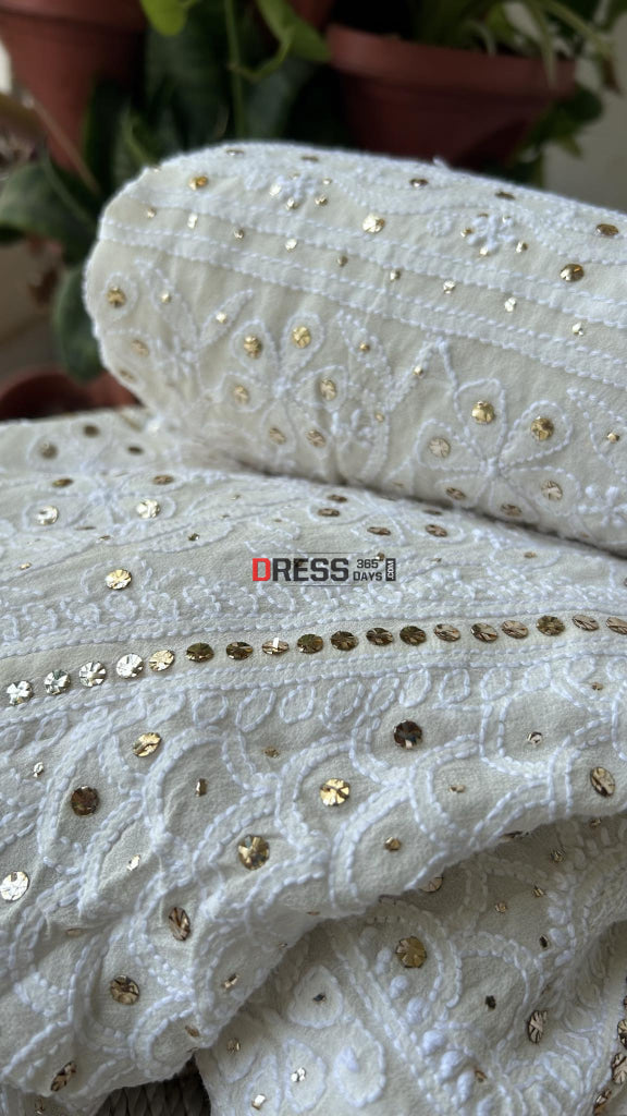 Ivory Chikankari Hand Jaali & Kamadani Lehenga Set