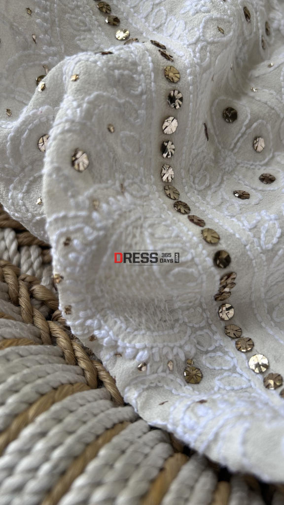Ivory Chikankari Hand Jaali & Kamadani Lehenga Set