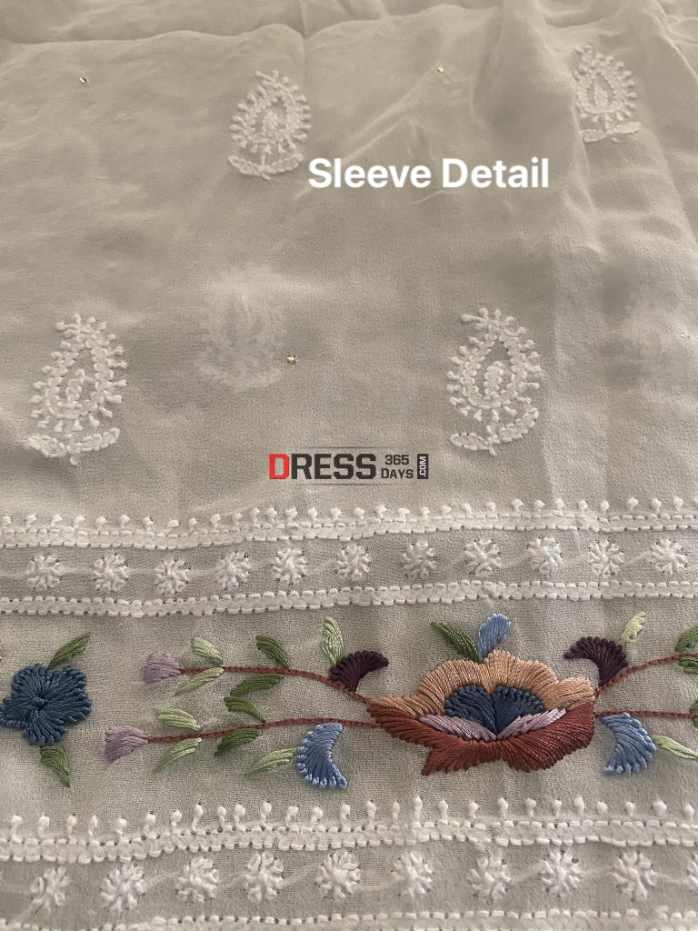 Ivory Chikankari Parsi Gara Daman Suit Suits