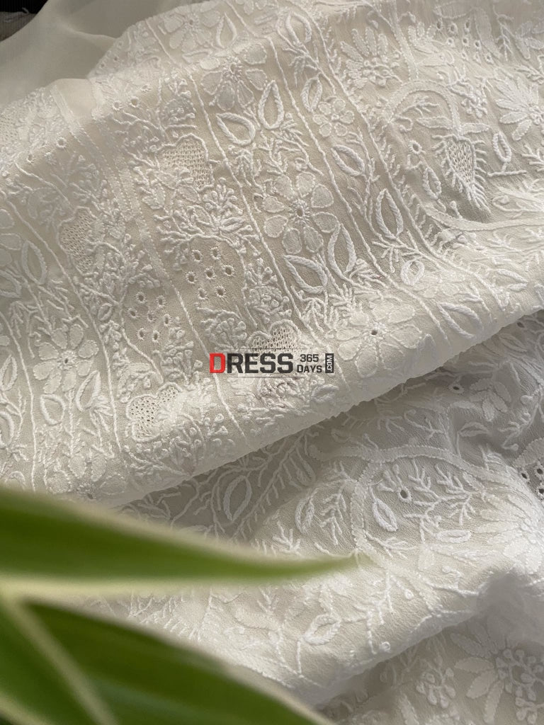 Ivory Fine Chikankari & Jaali Work Kurta Dupatta Set Suits
