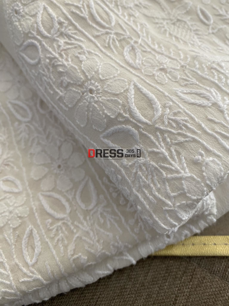 Ivory Fine Chikankari & Jaali Work Kurta Dupatta Set Suits