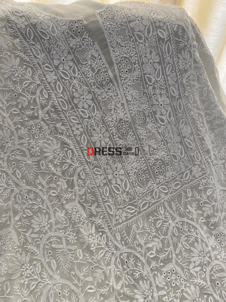 Ivory Fine Chikankari & Jaali Work Kurta Dupatta Set Suits
