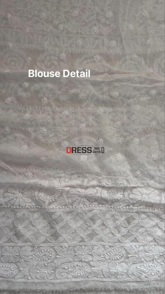 Ivory Fine Chikankari & Jaali Work Saree Chikankari Saree