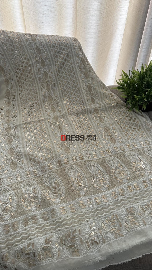 Ivory Gota Patti & Pearl Chikankari Suit (Kurta Dupatta) Suits