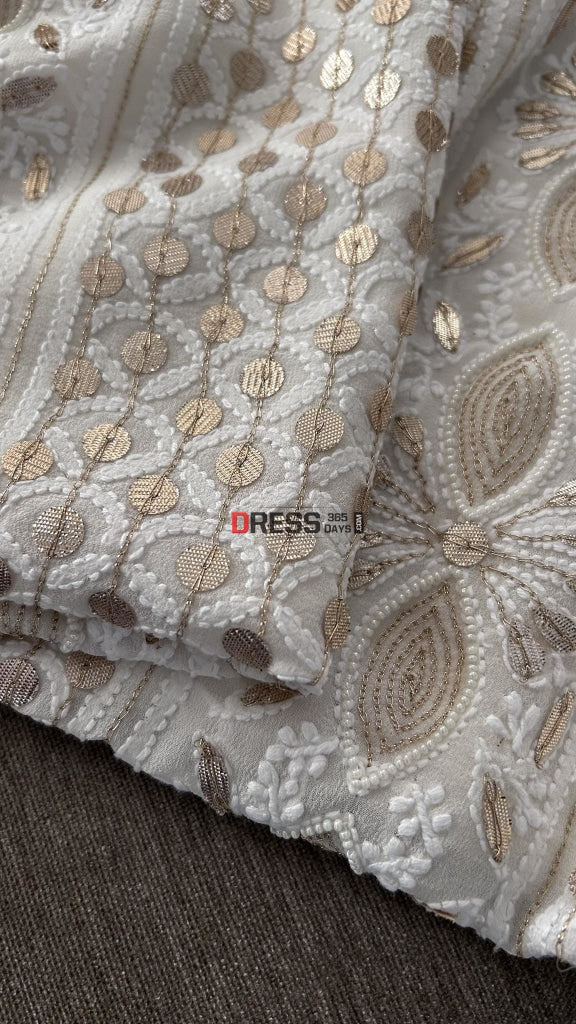 Ivory Gota Patti & Pearl Chikankari Suit (Kurta Dupatta) Suits