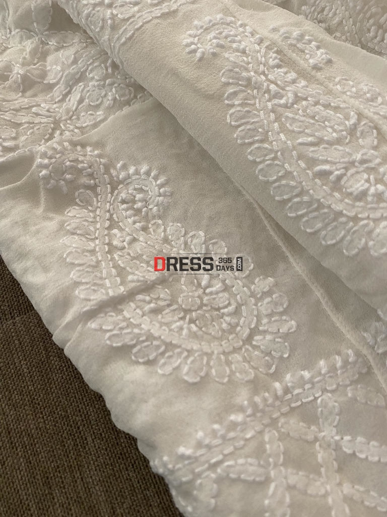 Ivory Hand Jaali Chikankari Anarkali