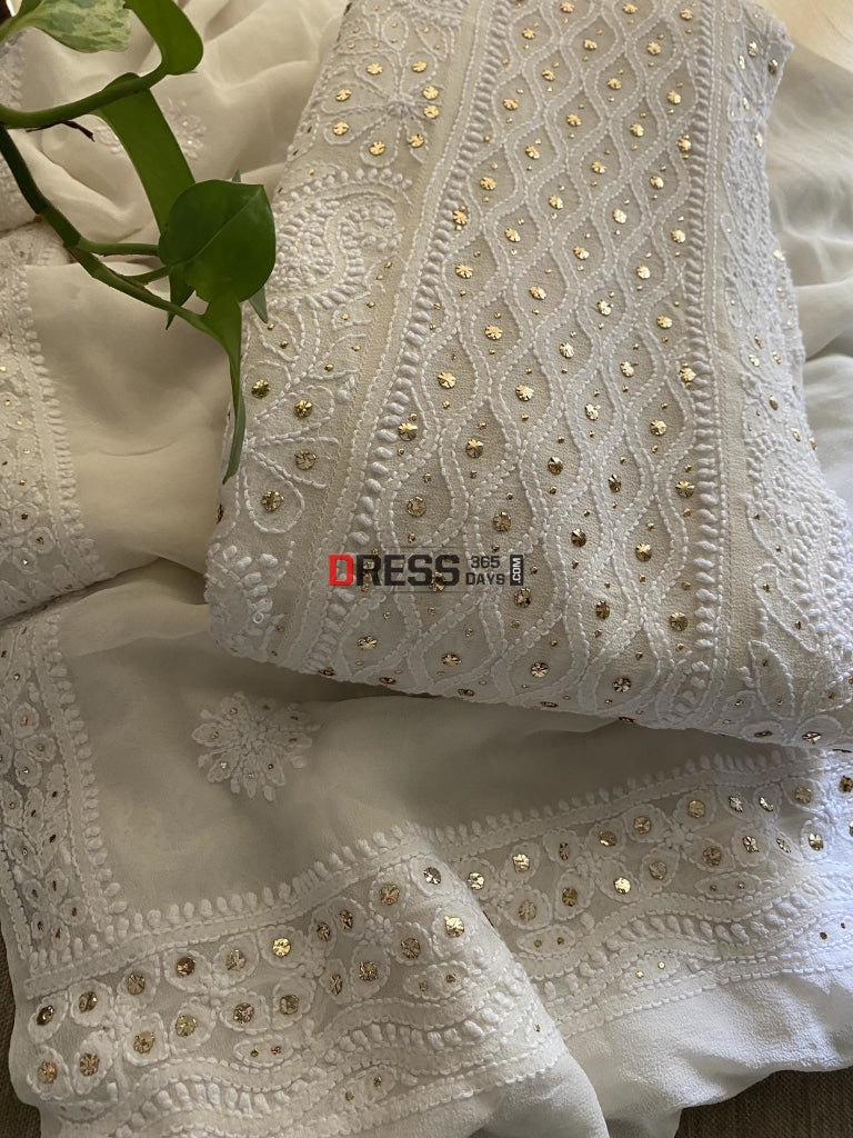 Ivory Kamdani Lucknowi Chikankari Anarkali Suit