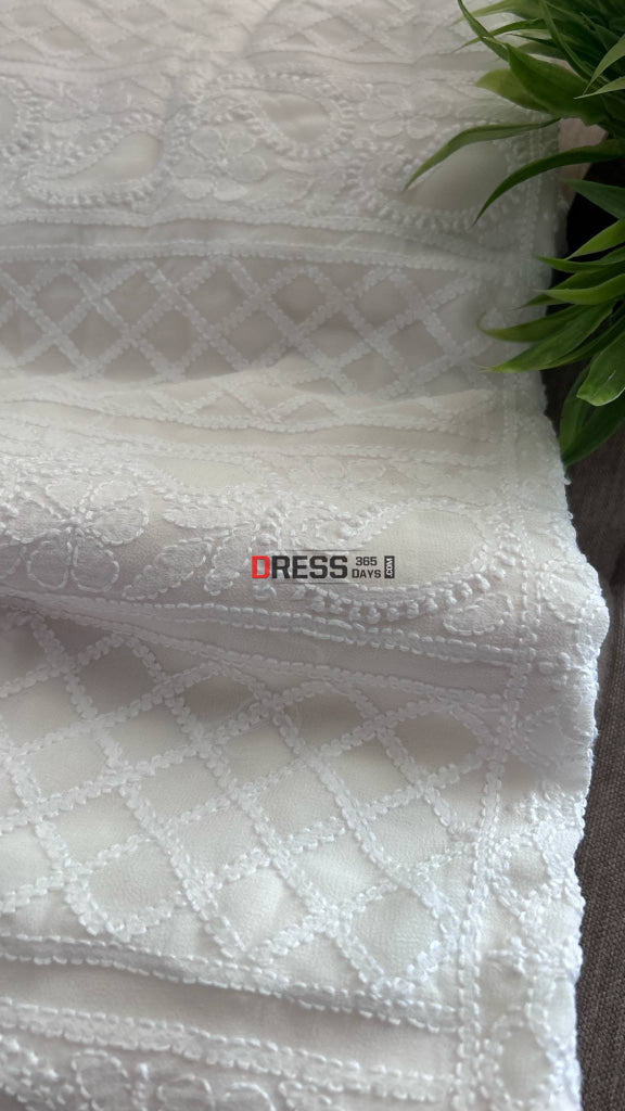 Ivory Lucknowi Chikankari Suit (Kurta & Dupatta) Chikankari Suits