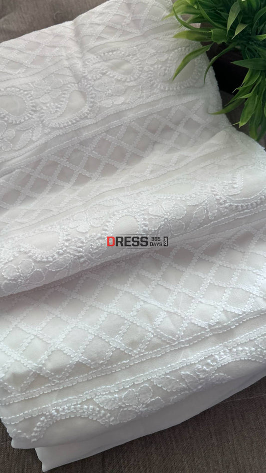 Ivory Lucknowi Chikankari Suit (Kurta & Dupatta) Chikankari Suits