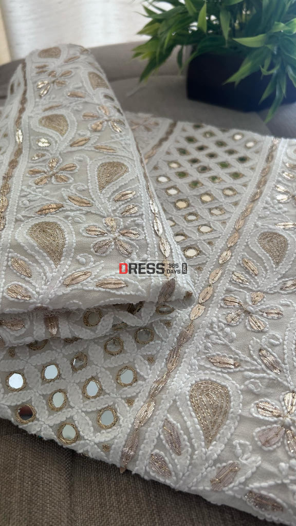 Ivory Mirror Gota Patti Chikankari Suit (Kurta & Dupatta) Chikankari Suits
