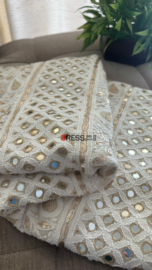 Ivory Mirror Gota Patti Chikankari Suit (Kurta & Dupatta) Chikankari Suits