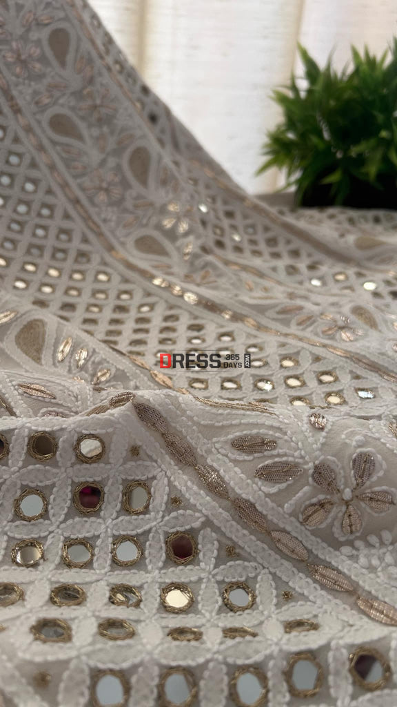 Ivory Mirror Gota Patti Chikankari Suit (Kurta & Dupatta) Chikankari Suits