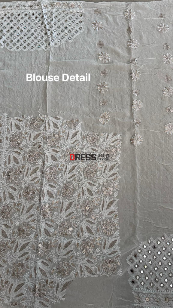 Ivory Mirror Lucknowi Chikankari Lehenga Set