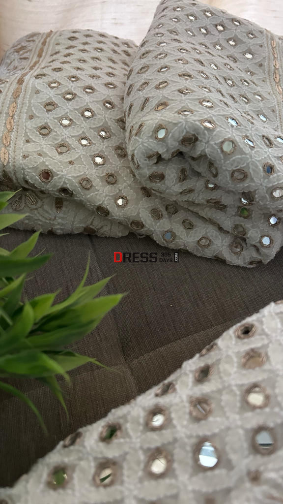 Ivory Mirror Lucknowi Chikankari Lehenga Set