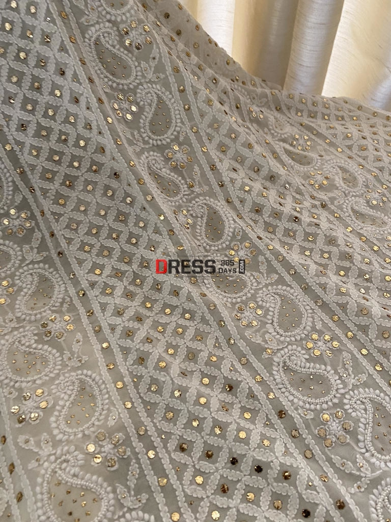 Ivory Mukaish & Pearl Chikankari Suit Suits