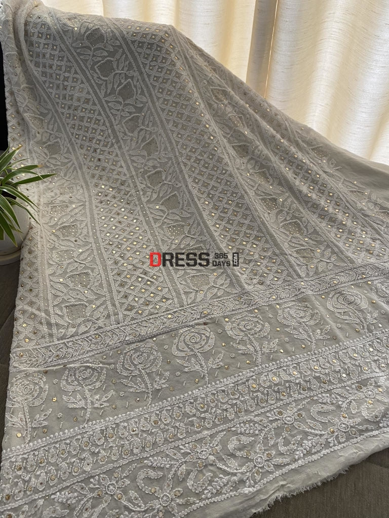 Ivory Mukaish & Pearl Chikankari Suit Suits