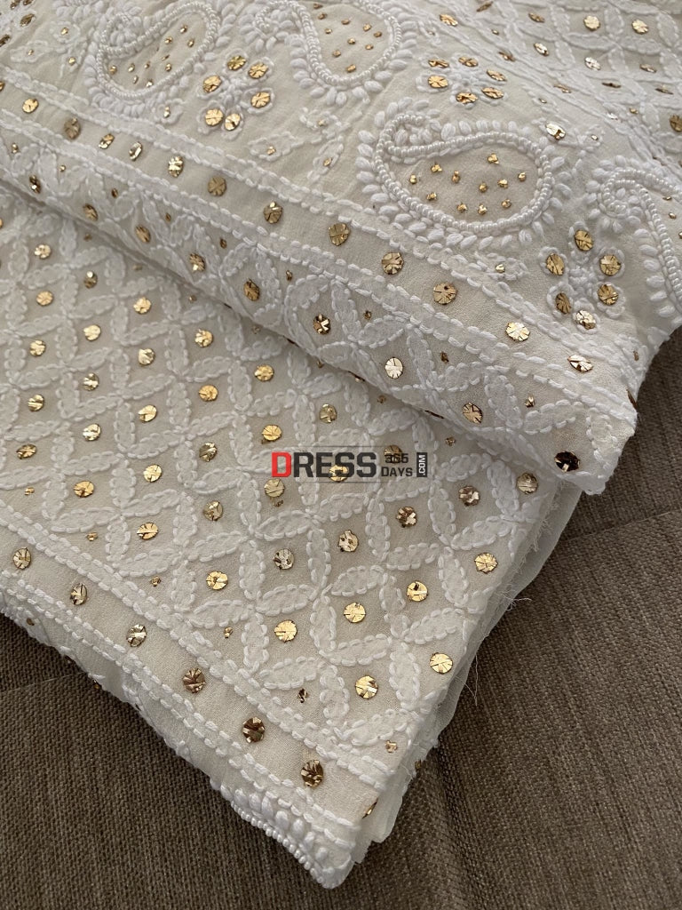 Ivory Mukaish & Pearl Chikankari Suit Suits