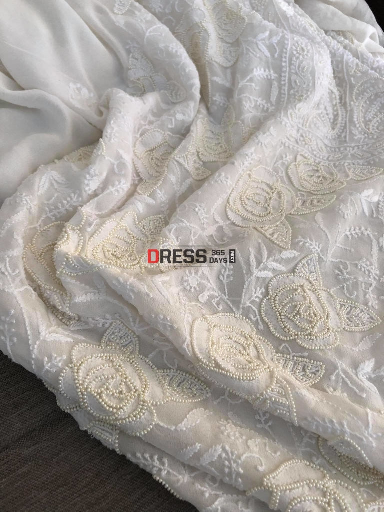 Ivory Pearl And Chikankari Pure Georgette Suit Suits