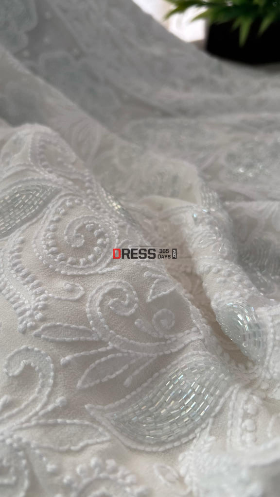 Ivory Pearl & Cut Dana Chikankari Suit (Kurta Dupatta) Suits