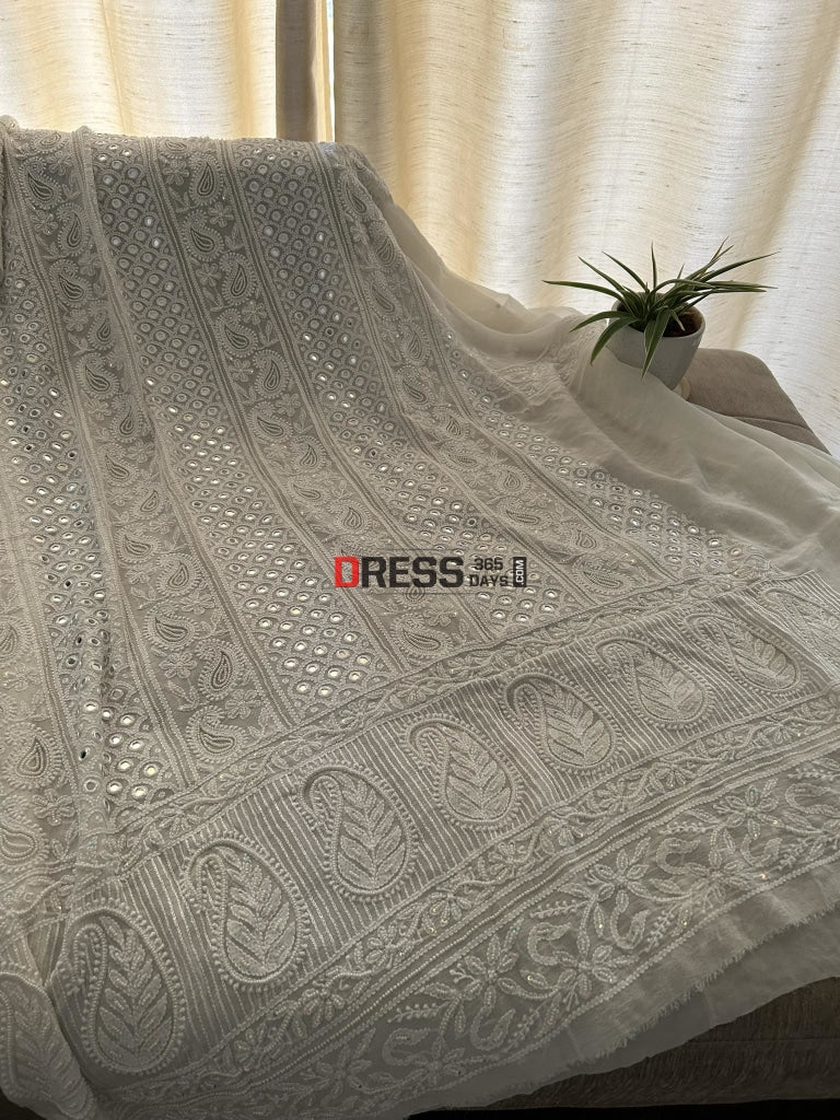 Ivory Pearl & Mirror Chikankari Suit Suits