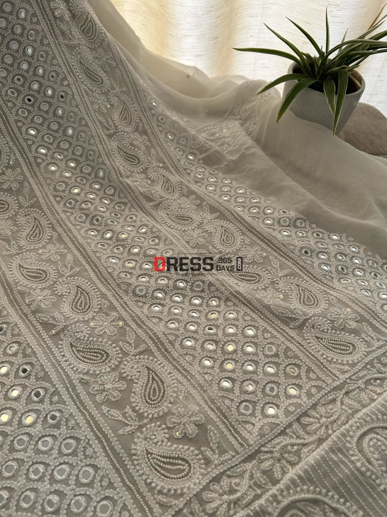 Ivory Pearl & Mirror Chikankari Suit Suits