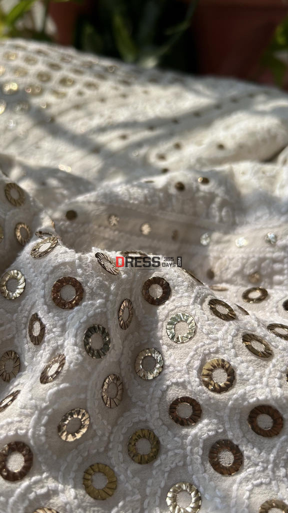 Ivory Ring Mukaish Chikankari Lehenga Set